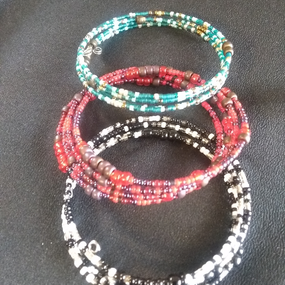 Memory wire beaded bracelets